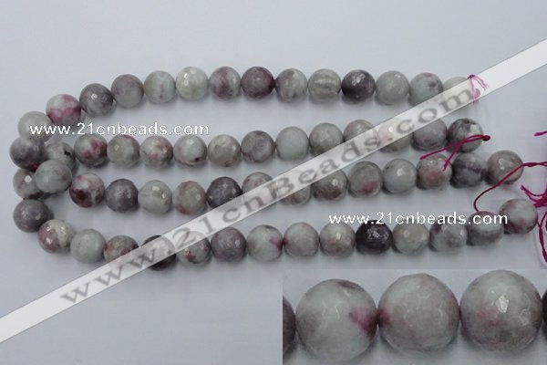 CTO485 15.5 inches 14mm faceted round pink tourmaline gemstone beads