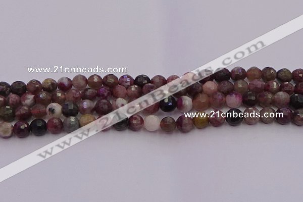 CTO635 15.5 inches 6mm faceted round tourmaline gemstone beads