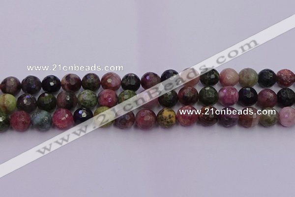 CTO637 15.5 inches 10mm faceted round tourmaline gemstone beads