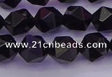 CTO647 15.5 inches 10mm faceted nuggets black tourmaline beads