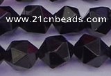 CTO648 15.5 inches 12mm faceted nuggets black tourmaline beads