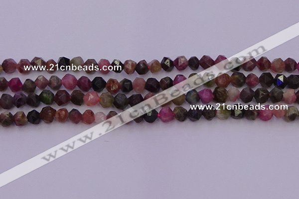 CTO650 15.5 inches 6mm faceted nuggets tourmaline gemstone beads