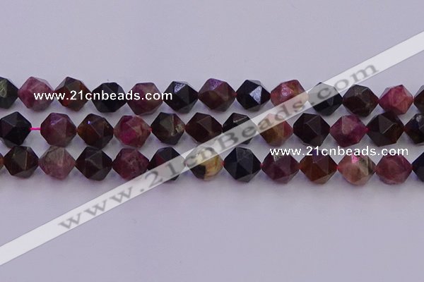 CTO652 15.5 inches 10mm faceted nuggets tourmaline gemstone beads