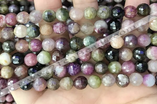 CTO677 15.5 inches 8mm faceted round natural tourmaline beads