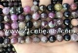 CTO678 15.5 inches 10mm faceted round natural tourmaline beads