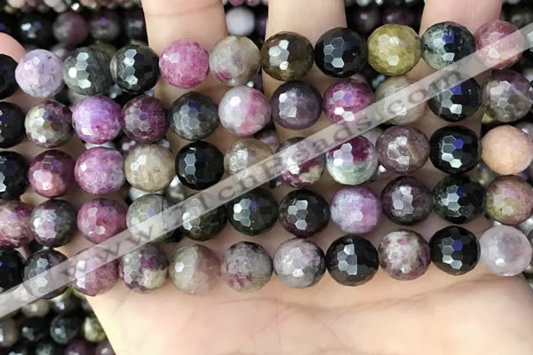 CTO678 15.5 inches 10mm faceted round natural tourmaline beads