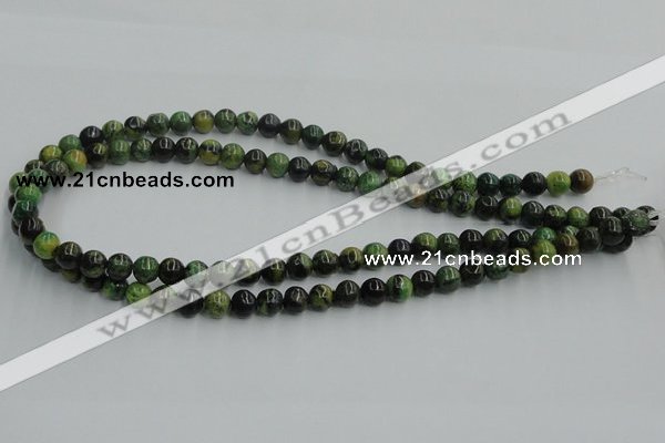 CTP03 15.5 inches 8mm round yellow green pine gemstone beads wholesale