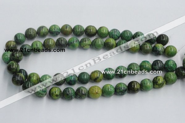 CTP06 15.5 inches 14mm round yellow green pine gemstone beads wholesale