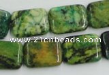 CTP10 15.5 inches 15*20mm rectangle yellow green pine gemstone beads