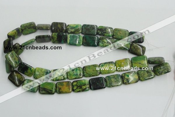 CTP10 15.5 inches 15*20mm rectangle yellow green pine gemstone beads