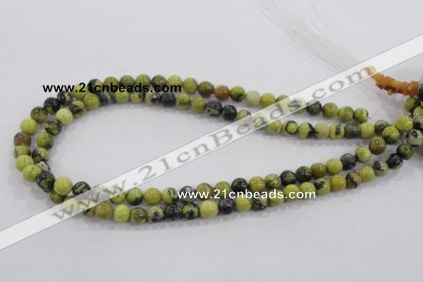 CTP101 15.5 inches 6mm round yellow pine turquoise beads wholesale