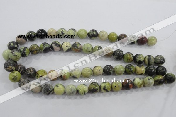 CTP105 15.5 inches 14mm round yellow pine turquoise beads wholesale