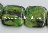 CTP12 15.5 inches 25*25mm square yellow green pine gemstone beads