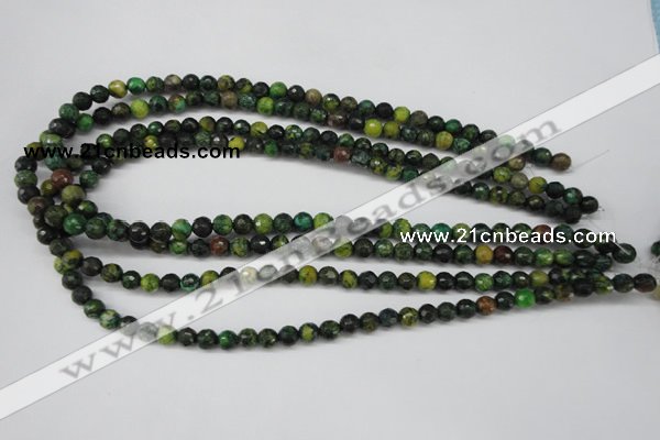 CTP211 15.5 inches 6mm faceted round yellow pine turquoise beads