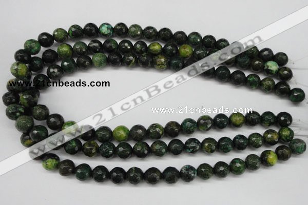 CTP213 15.5 inches 10mm faceted round yellow pine turquoise beads