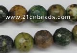 CTP214 15.5 inches 12mm faceted round yellow pine turquoise beads