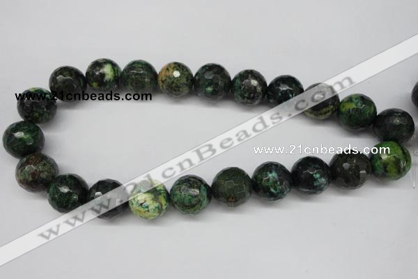 CTP217 15.5 inches 18mm faceted round yellow pine turquoise beads