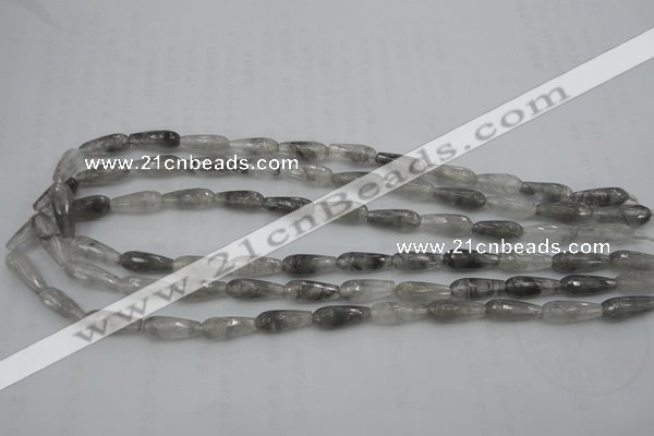 CTR03 15.5 inches 6*16mm faceted teardrop cloudy quartz beads