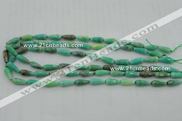 CTR06 15.5 inches 6*16mm faceted teardrop grass agate beads