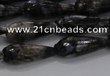 CTR100 15.5 inches 8*20mm faceted teardrop grey opal gemstone beads