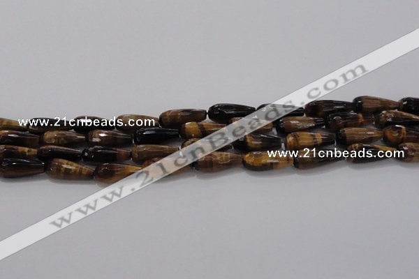 CTR104 15.5 inches 8*20mm faceted teardrop yellow tiger eye beads