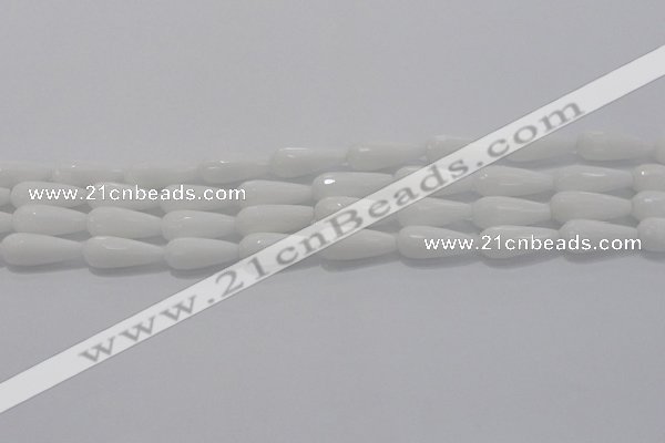 CTR105 15.5 inches 8*20mm faceted teardrop white porcelain beads