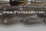 CTR106 15.5 inches 8*20mm faceted teardrop grey agate beads