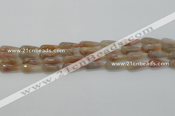 CTR107 15.5 inches 8*20mm faceted teardrop yellow agate beads