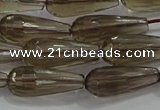 CTR110 15.5 inches 8*20mm faceted teardrop smoky quartz beads