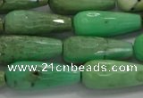 CTR113 15.5 inches 8*20mm faceted teardrop grass agate beads