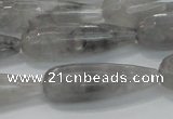 CTR131 15.5 inches 10*30mm faceted teardrop cloudy quartz beads