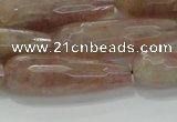 CTR134 15.5 inches 10*30mm faceted teardrop strawberry quartz beads