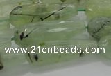 CTR136 15.5 inches 10*30mm faceted teardrop green rutilated quartz beads