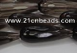 CTR137 15.5 inches 10*30mm faceted teardrop smoky quartz beads