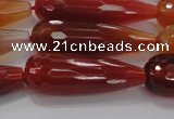 CTR142 15.5 inches 10*30mm faceted teardrop red agate beads