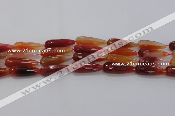 CTR142 15.5 inches 10*30mm faceted teardrop red agate beads