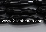 CTR145 15.5 inches 10*30mm faceted teardrop black agate beads