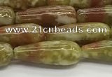 CTR152 15.5 inches 6*16mm teardrop green dragon serpentine jasper beads