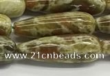 CTR153 15.5 inches 10*30mm teardrop green dragon serpentine jasper beads