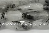 CTR155 15.5 inches 6*16mm faceted teardrop black rutilated quartz beads