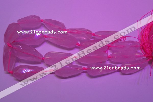 CTR203 16*35mm - 20*45mm faceted teardrop rose quartz beads