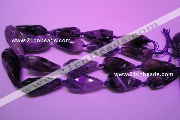 CTR205 15*30mm - 18*45mm faceted teardrop amethyst gemstone beads