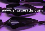 CTR206 15*34mm - 20*42mm faceted teardrop smoky quartz beads