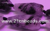 CTR207 16*35mm - 18*43mm faceted teardrop black rutilated quartz beads