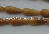 CTR21 15.5 inches 8*20mm faceted teardrop yellow jade beads