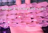 CTR305 15.5 inches 10*25mm faceted teardrop rose quartz beads