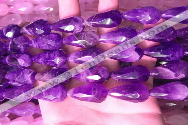 CTR306 15.5 inches 10*25mm faceted teardrop dogtooth amethyst beads