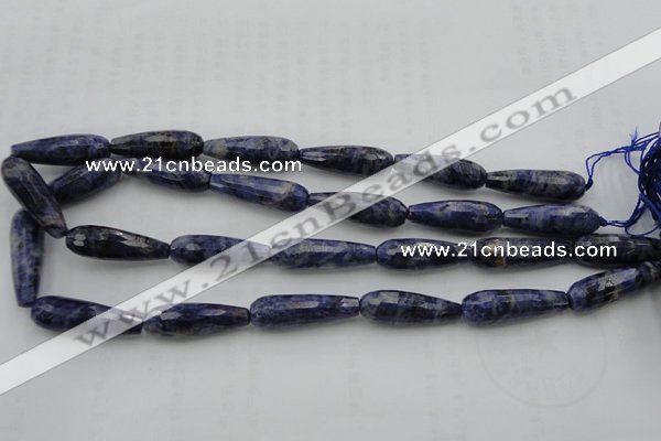 CTR32 15.5 inches 10*30mm faceted teardrop sodalite gemstone beads