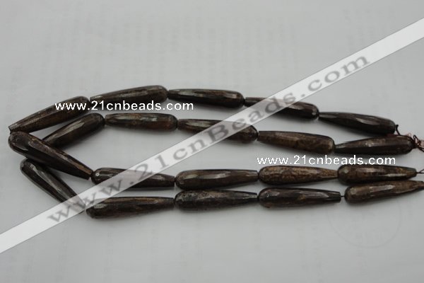 CTR45 15.5 inches 10*40mm faceted teardrop bronzite gemstone beads