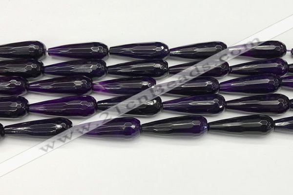 CTR454 15.5 inches 10*30mm faceted teardrop agate beads wholesale